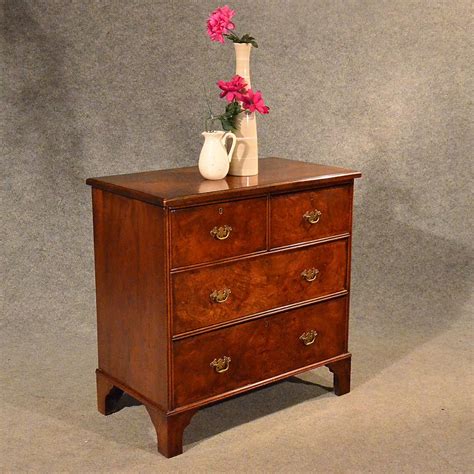 antique small chest  drawers quality burr walnut antiques atlas