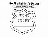 Badge Fire Safety Preschool Printables Firefighter Coloring Booklet Badges Fireman Template Department Print Printable Chief Pages Name Truck Birthday Helpers sketch template