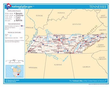 large detailed map  tennessee state  state  tennessee large