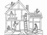 Coloring Pages Construction Building Houses Printable Workers Community Activities Builders Ws School First sketch template