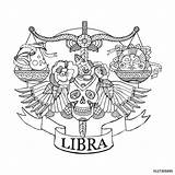 Libra Coloring Zodiac Pages Sign Adults Scale Tattoo Drawing Horoscope Adult Signs Scales Fotolia Tattoos Mandala Vector Para Book Mandalas sketch template