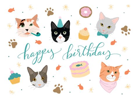 printable cat birthday cards