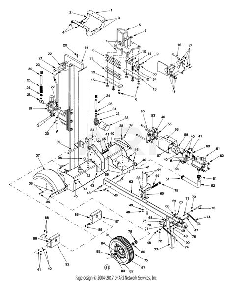 mtd adb  ton log splitter  parts diagram  general assembly