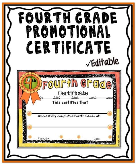 promotional certificate fourth grade certificate students  teacher