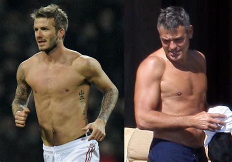 shirtless photos of david beckham and george clooney who