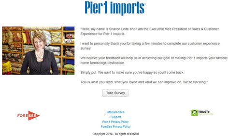 wwwpiercomfeedback  pier  imports survey share
