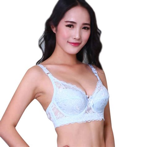 lady embroidery lace lace floral deep v gather thin push up padded