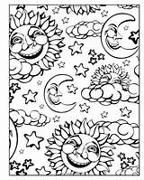 Coloring Moon Sun Stars Pages Mandala Printable Adult Getcolorings Colouring Earth Fun Sheets Star Book Space Color Print Cartoon Amazon sketch template