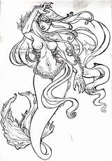 Mermaid Tattoo Drawing Drawings Realistic Evil Coloring Mermaids Pages Draw Adult Hair Sheets Deviantart Tattoos Sketches Traditional 2009 Getdrawings Login sketch template