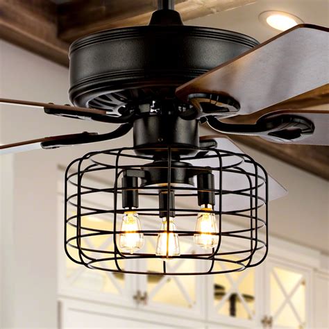 asher   light industrial metalwood led ceiling fan  remote