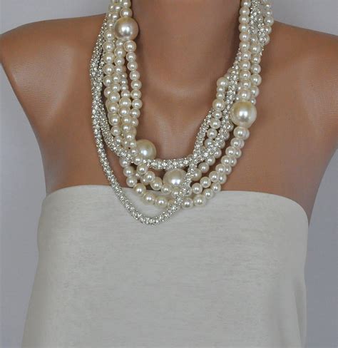 Bridal Bold Chunky Pearl Necklace Etsy