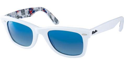 ray ban wayfarer sunglasses with internal london print in white for men