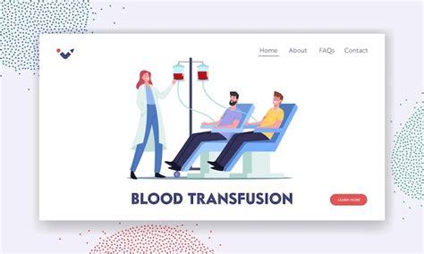 premium vector blood transfusion donation landing page template