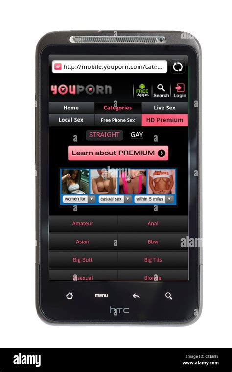 youporn pornographic website viewed on an android smartphone stock