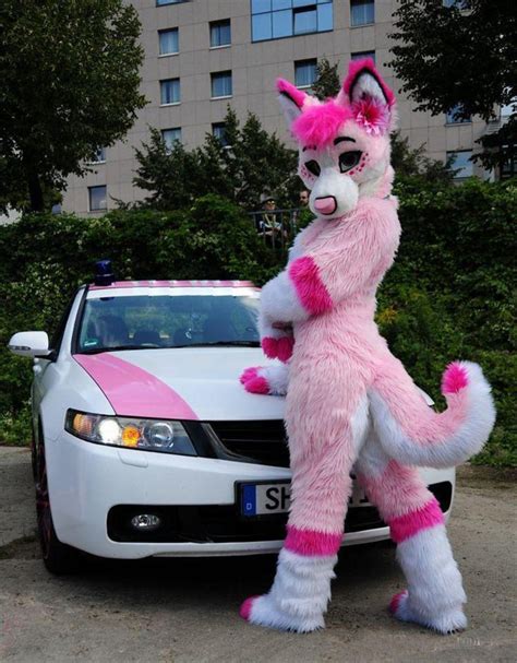 ohlees actual picture photo pink fursuit husky wolf halloween mascot