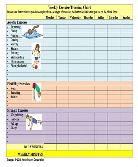 printable exercise chart  forms  templates  vrogueco