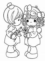 Precious Moments Coloring Pages Girl Printable Easy Girls Friends Procoloring Sisters Colorear Para Flowers sketch template