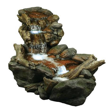 alpine corporation outdoor  tier rainforest rock water fountain  led lights walmartcom