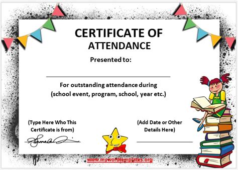 perfect attendance certificate word template
