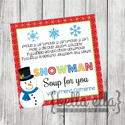 snowman soup bag topper printable etsy