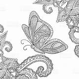 Henna Mehndi Boyama Getdrawings Adulti Kelebek Elementi Coloritura Farfalla Butterly Hayvan sketch template