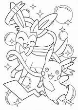 Coloring Pikachu Eevee Sylveon Evolutions Pokémon Scans Starter sketch template