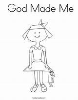 God Coloring Made Pages Girl Preschool Bible Twistynoodle Sheets Colouring Special Sunday Kids Created Noodle Printable School Tracing Doll Print sketch template