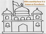 Gurdwara Drawing Sikh Gurudwara Sketch Coloring Studyvillage Children Template Credit Larger sketch template