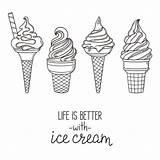 Ice Cream Serve Soft Vector Cones Drawn Better Life Hand Set Clip Illustrations Lettering Stock Quote Similar sketch template