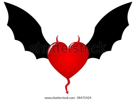 demon heart horns bat wings stock illustration 38475424