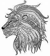 Coloring Lion Pages Adult Printable Mandala Animal Tribal Adults Detailed Advanced Drawing Rasta Color Lions Head Print Colouring Getcolorings Colour sketch template