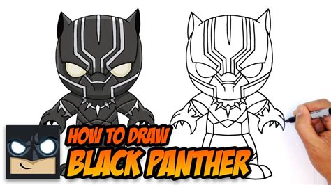 draw black panther marvel kids style avengers