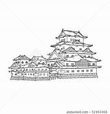 Castle Himeji Japan Illustration Stock sketch template