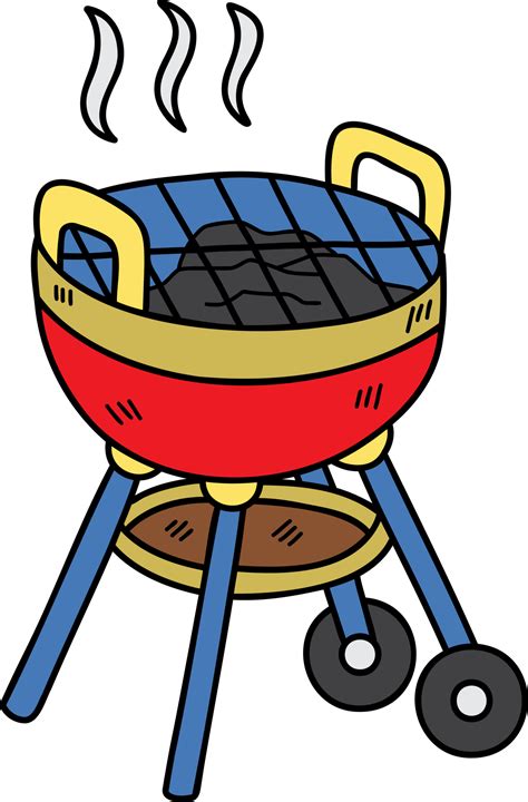 hand drawn bbq grill illustration  transparent background  png