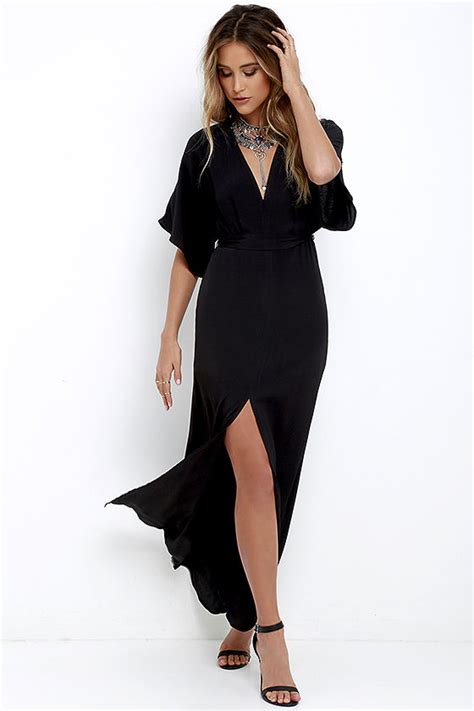 Black Maxi Dress Short Sleeve Maxi Dress Casual Maxi