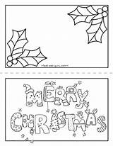 Christmas Coloring Card Printable Merry Kids Desktop Right Background Set Click Save sketch template