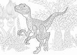 Velociraptor Kolorowanka Druku Dinozaur Kolorowanki Dinozaury Zentangle sketch template