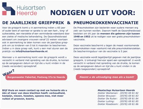 jaarlijkse griepprik pneumokokkenvaccinatie gezondheids centrum heerde