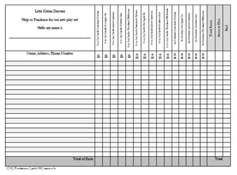 printable fundraiser order form templates