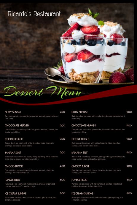 dessert menu design