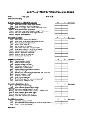 dot pre trip inspection form fill  printable fillable blank