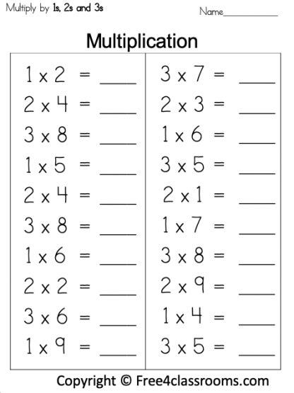 multiplication worksheet     freeclassrooms