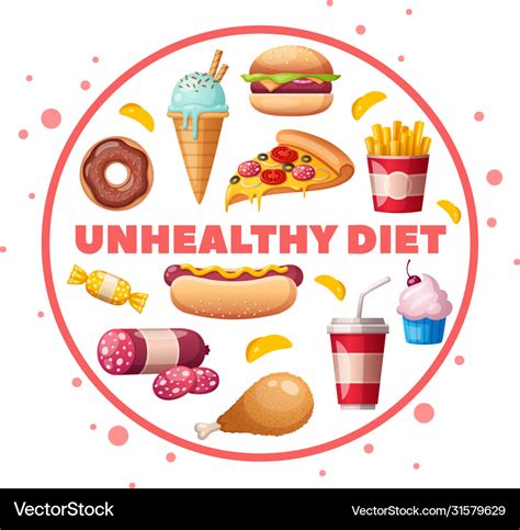 nutritionist unhealthy diet cartoon royalty  vector