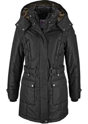 winterparka zwart dames bonprixnl mode  stylish coat slips fur trim color negra