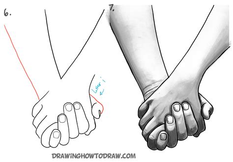 draw holding hands  easy step  step drawing tutorial