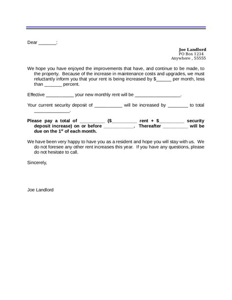 rent increase letter fillable printable  forms handypdf