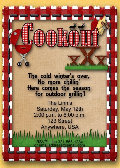 cookout bbq barbecue summer party invitation   july etsy