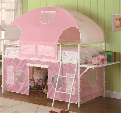 coaster bunks  white pink tent bunk bed dunk bright