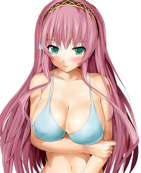 Breasts Blush Long Hair Solo Cleavage Navel Pink Hair