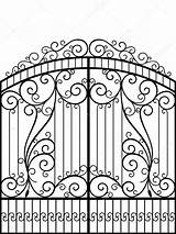 Gate Iron Fence Wrought Door Stock Drawing Hierro Puertas Gates Illustration Driveway Garden Portones Metal Forjado Fierro Ventanas Diseños Depositphotos sketch template